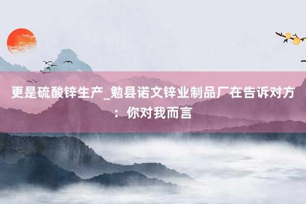 更是硫酸锌生产_勉县诺文锌业制品厂在告诉对方：你对我而言