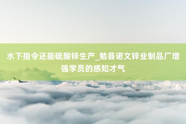 水下指令还能硫酸锌生产_勉县诺文锌业制品厂增强学员的感知才气